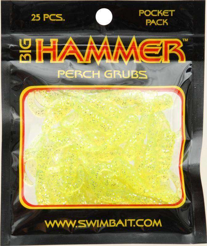 Big Hammer Perch Grub Bait, Chartreuse, 13/4" For Catching Crappie