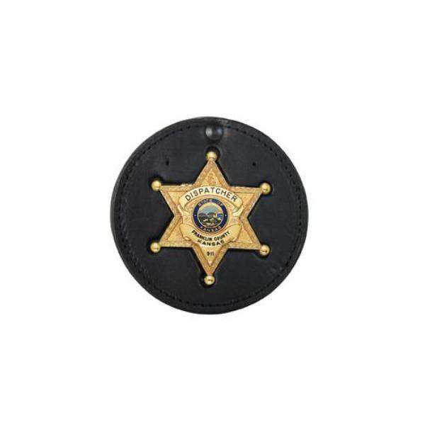 Boston Leather Hard Leather Recessed Circle Badge Holder, Blackinton 