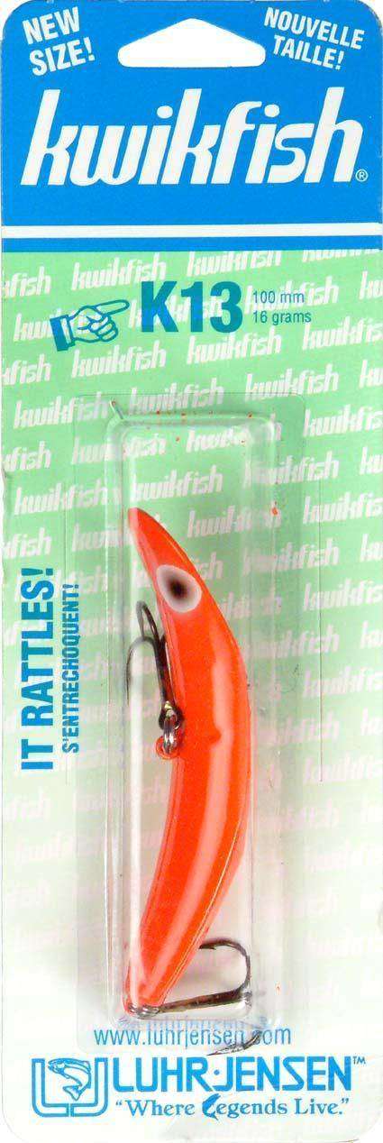 Luhr Jensen Flo/Red Fire Top Rattle Kwikfish K13 - Round Bend