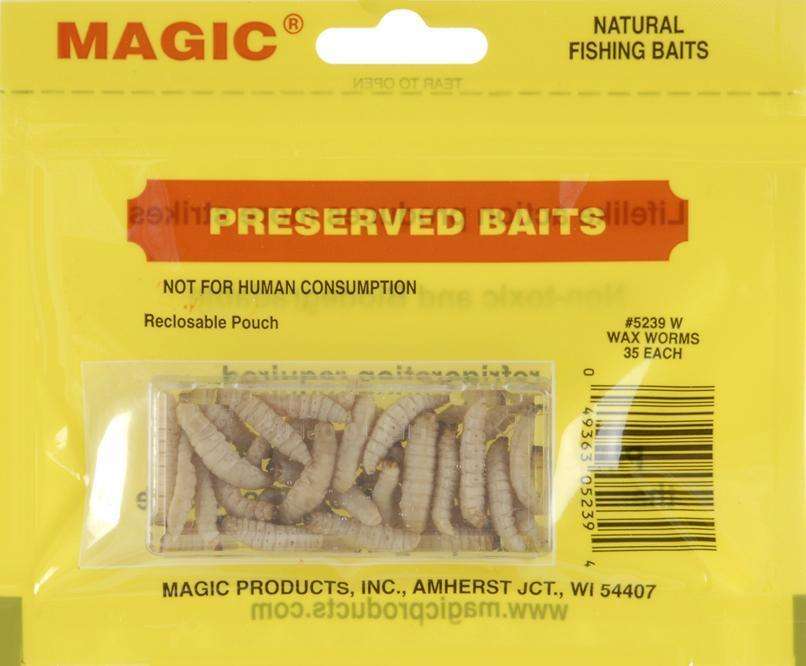 Magic Products Preserved Wax Worms 35 Pack - Natural Fishing Baits