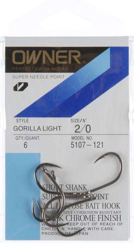 Owner Gorilla Light Hook 5 Pack Size 2/0 - Use For Rigging Smaller