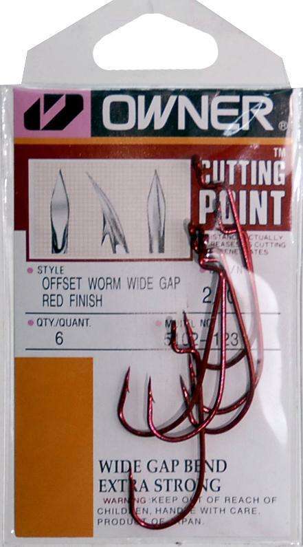 Owner Red Offset Wide Gap Hook Size 2/0 - Wide Gap Bend Extra Strong at  Outdoor Shopping