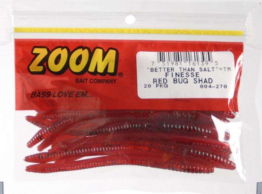 Zoom Red Bug Shad Finesse Worm Bait 20 Pack- Ideal For Colder Water/Finicky  Fish at Outdoor Shopping