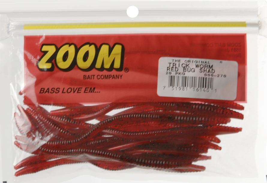 Zoom Red Bug Shad Trick Worm Bait 20 Pack 6.75'' - Catch Post Spawn Fish Or  Bass at Outdoor Shopping