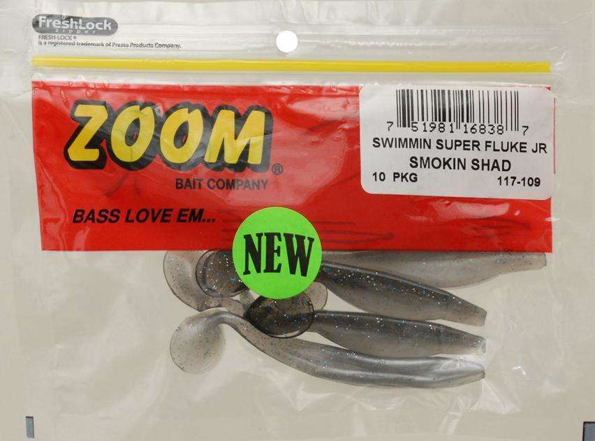 Zoom Smokin Shad Ice Swimmin Super Fluke Jr Bait 10 Pack 4