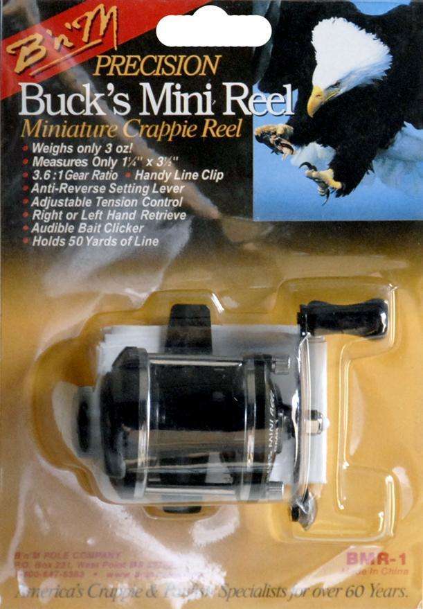 B & M Buck's Mini Reel - Fishing, Ultra Light Bait Casting, 3 Ounce, 11/4''  x 31/2
