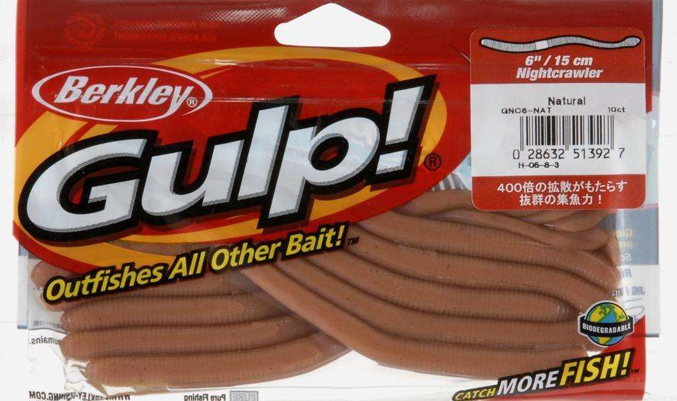 Berkley Natural Gulp! Turtle Back Worm Fishing Bait 10 Pack 6'' Ideal