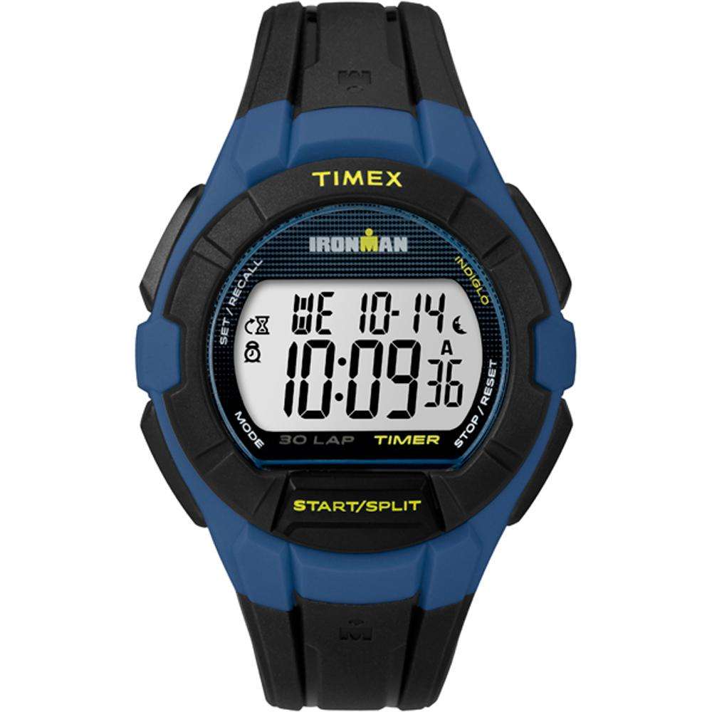 Blue/Yellow Ironman Essential 30 Lap Full Size Watch Indiglo Night