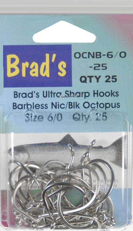 Brad's Nickel/Black Killer Fishing Gear Octopus Hooks Size 8/0