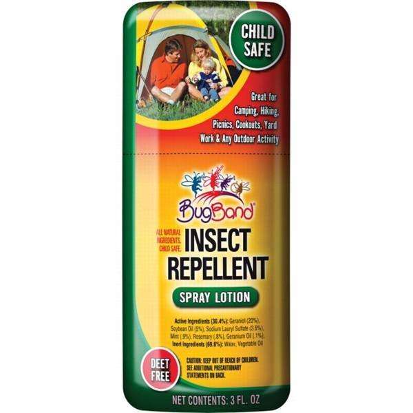 Bugband Insect Repellent Spray 3 Ounce Deet Free/Child Safe/Pleasant