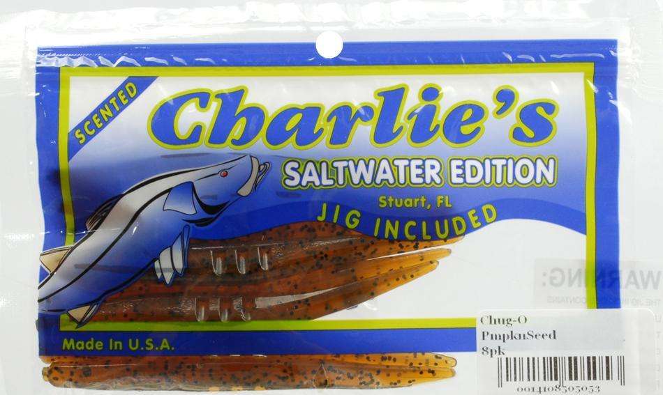 Charlies Worms Pumpkin Seed Chugo 8 Pack Saltwater Edition/jig