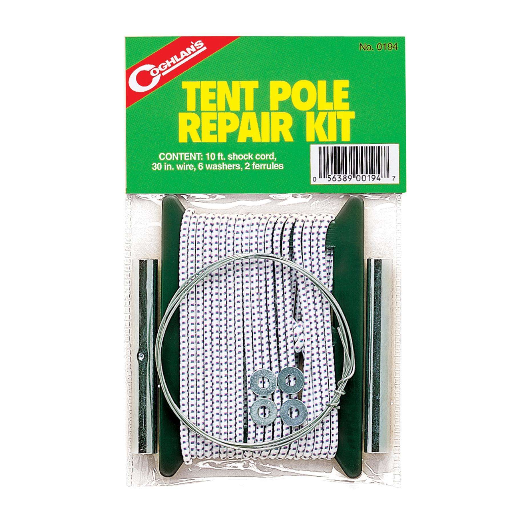 Coghlans Tent Pole Repair Kit 130'' Shock Cord, 30'' Wire, 6 Washers