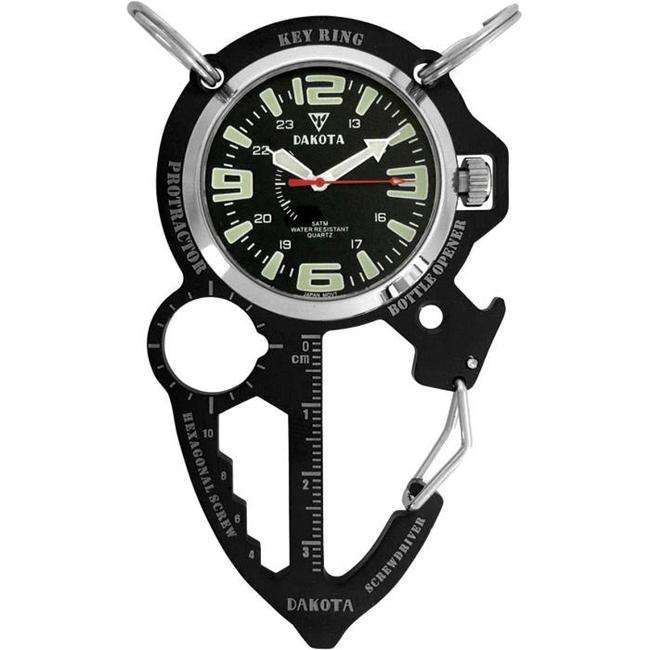 Dakota Black Multi Tool Watch Clip WaterResistant To 165', Luminous