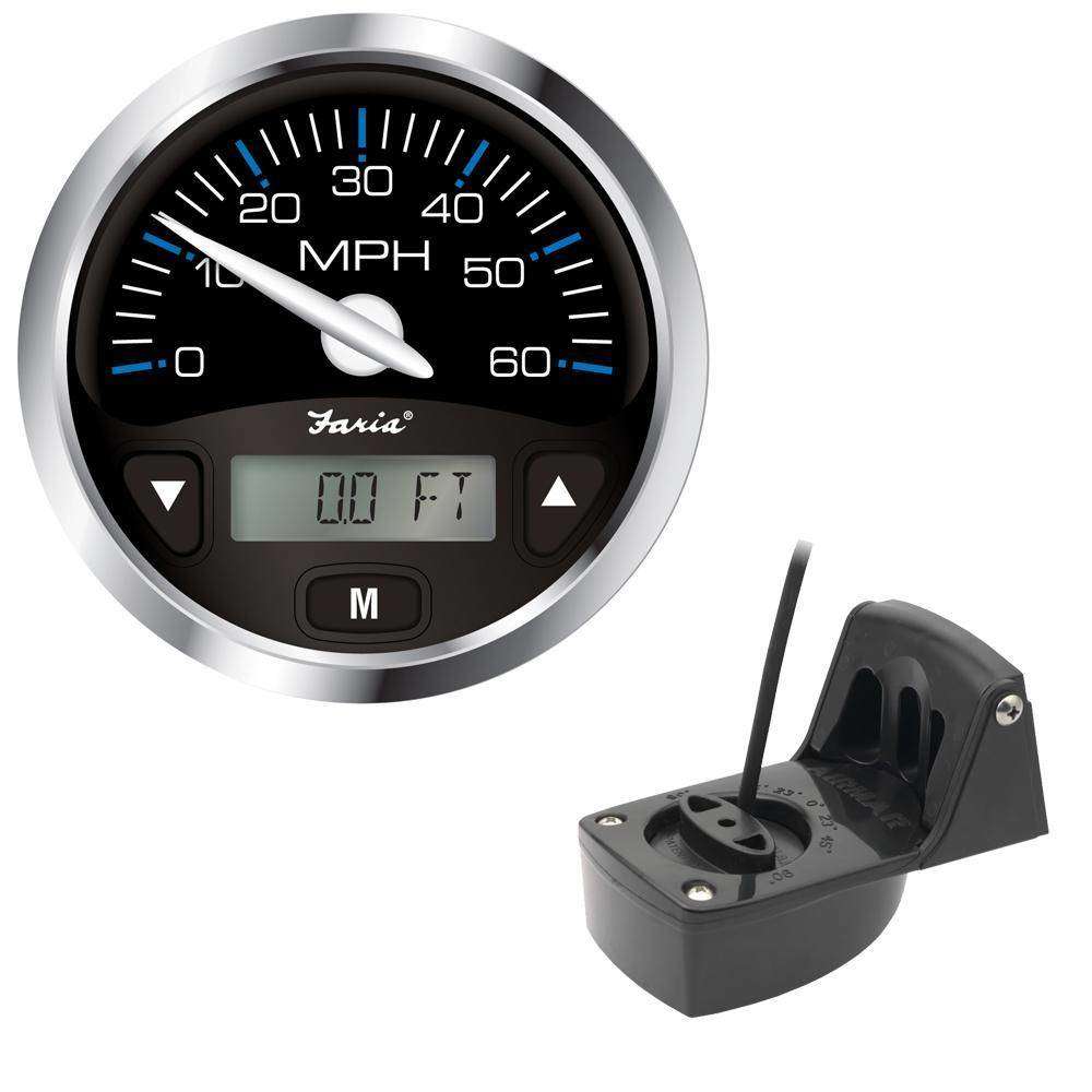 Faria Chesapeake Black Ss 4" Gps Speedometer W/Transom Mount Transducer