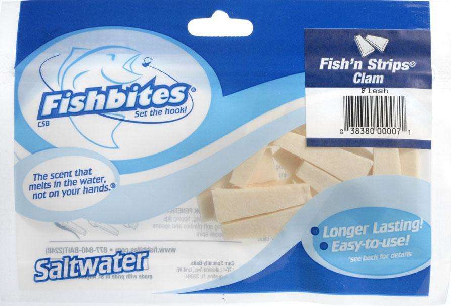 Fishbites Natural Fish' N Strips Clam Bait 15 Pack Perfect For Surf