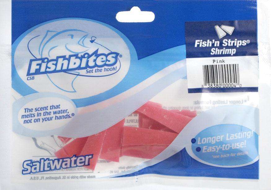 Fishbites Shrimp Pink Fish Bites Strip Bait 15 Pack - All-Purpose Saltwater  Bait
