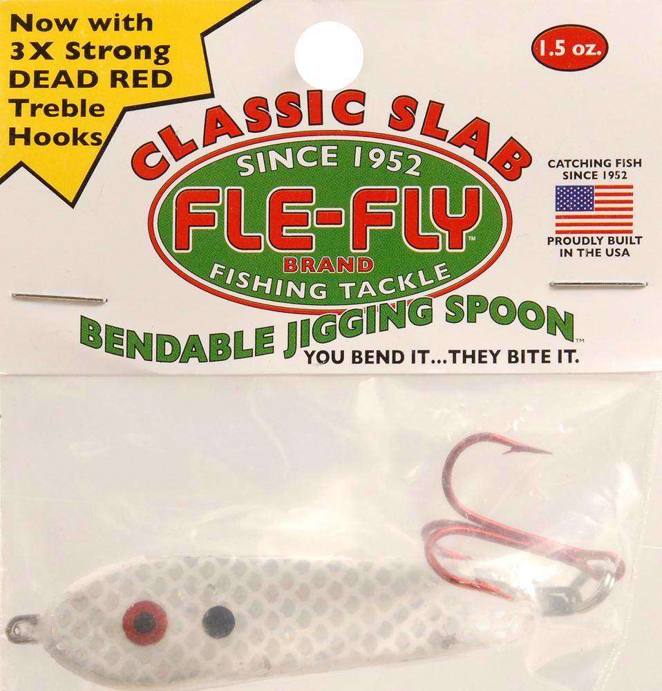 Fle Fly White Classic Slab Bendable Jigging Spoon 2 Ounce - Fishing