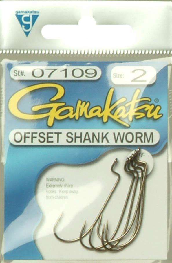 Gamakatsu Bronze Offset Shank Worm Hooks 6 Pack Size 2 - O'Shaunessy Bend