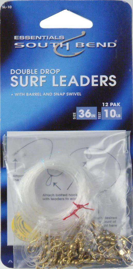 Hurricane Double Drop Surf Leader, 10Pound Test Extra Sharp Hooks at