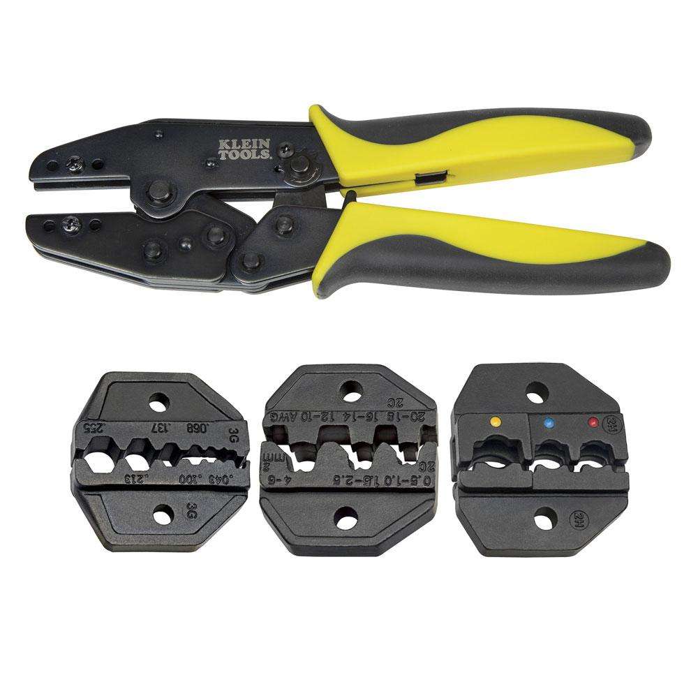 Klein Tools Ratcheting Crimper Kit W/Dies Steel Body With BlackOxide