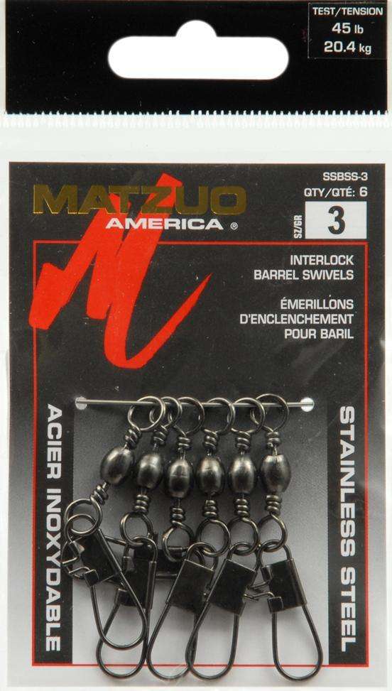 Matzuo Stainless Steel Interlock Barrel Swivel 8 Pack Size 7 - Ideal For  Anglers