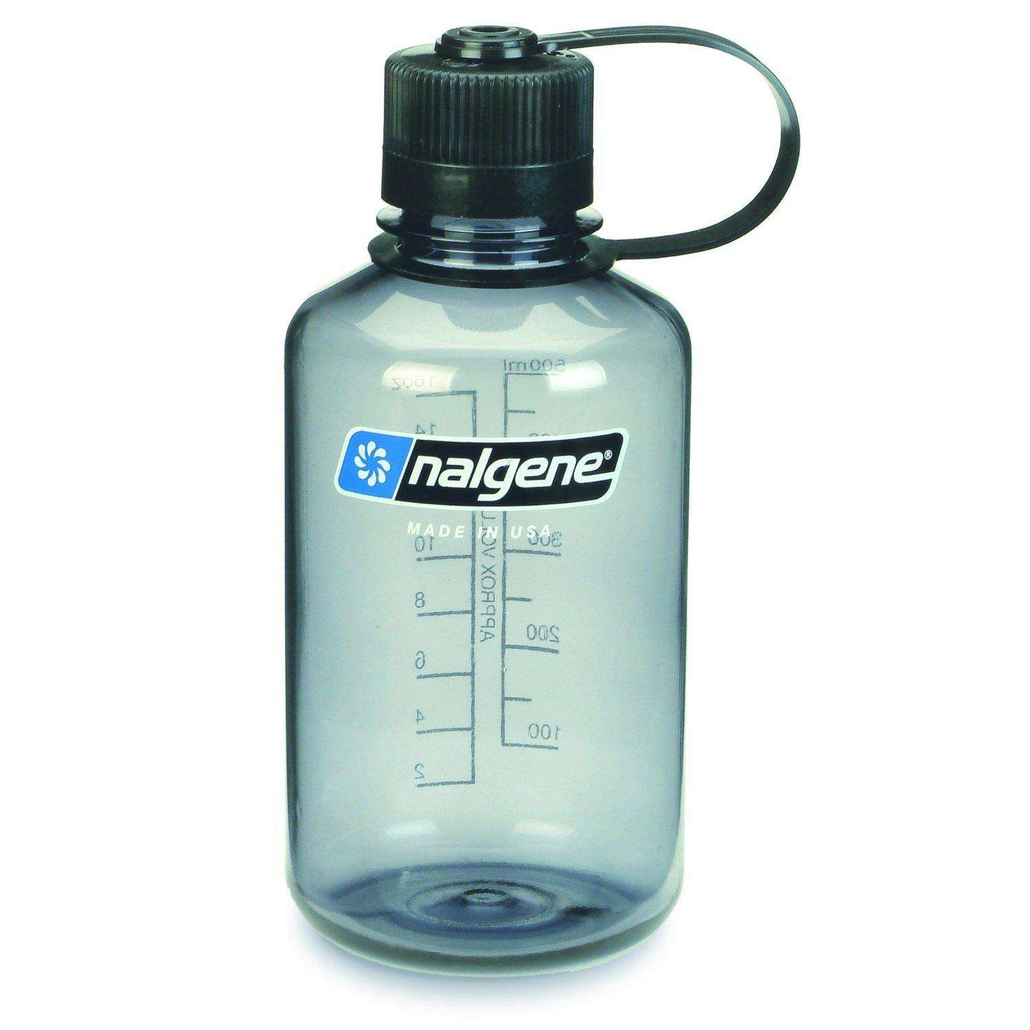 Nalgene Narrow Mouth Water Bottle 1 Pint Gray With Black Lid for sale online 