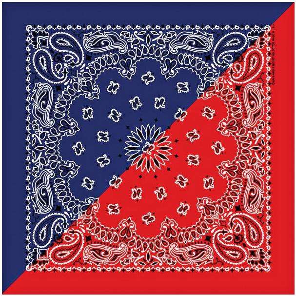 Navy Blue/Red Split Paisley Bandana Made In The USA, Bikers
