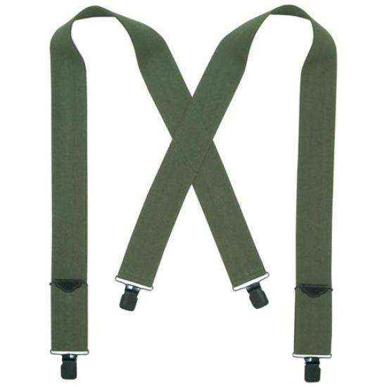 OLIVE DRAB GREEN ELASTIC TROUSERS PANTS/BELT SUSPENDERS USA Made, 48