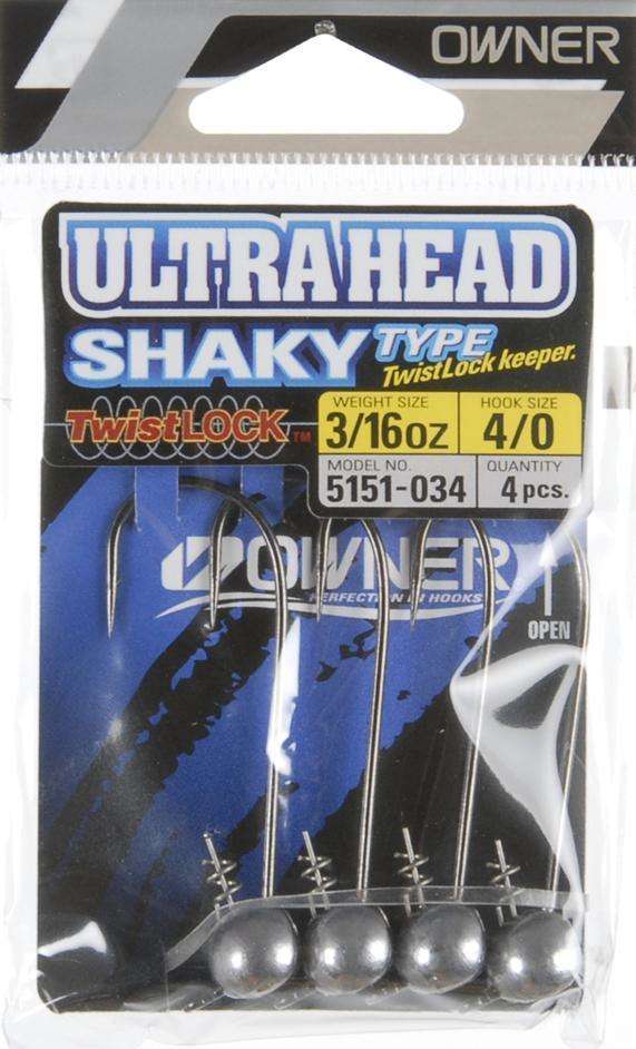 Owner Shaky Head Twistlong 4 Pack Size 4/0 .25 Ounce - Round Bend/Wire ...