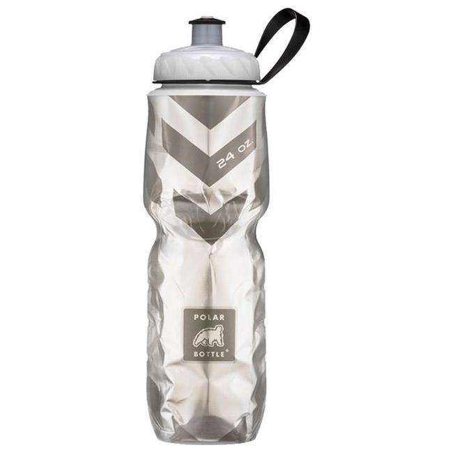 Polar Bottle Silver/Black Water Bottle 24 Ounce Dishwasher Safe