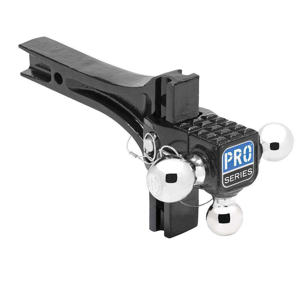 Pro Series Adjustable TriBall Mount Integrated Hitch Step With Grip