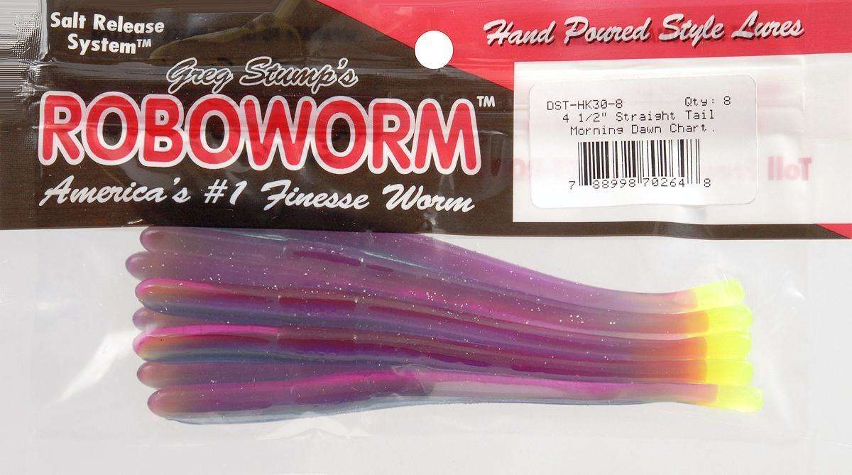 Roboworm Chartreuse Straight Tail Worm 10 Per Pack 4.5'' 1 Finesse