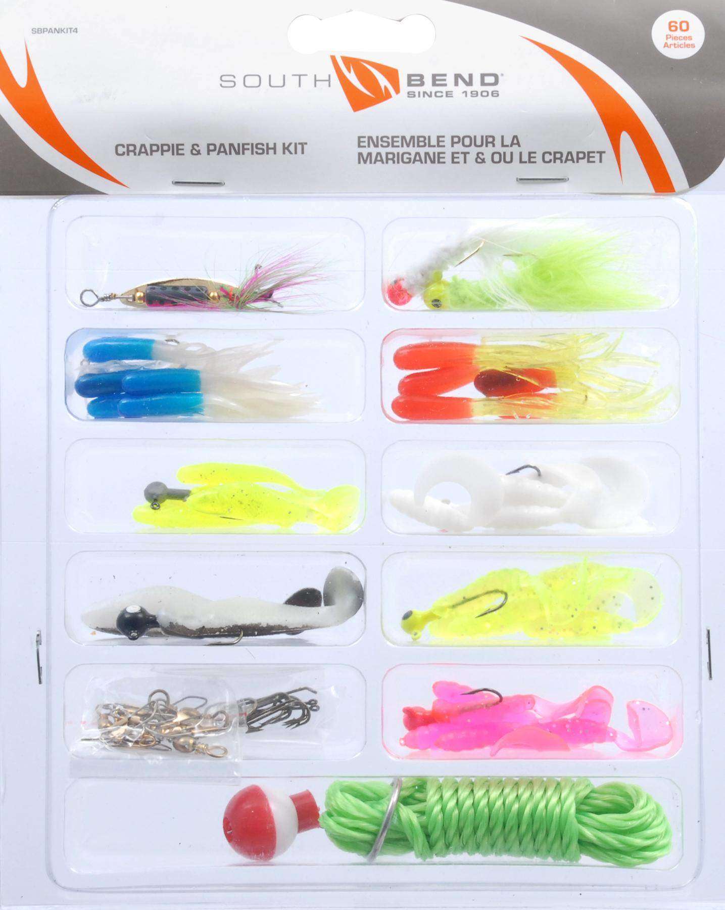South Bend Crappie Panfish 60 Piece Kit - Water Resistant, Durable ABS  Housing