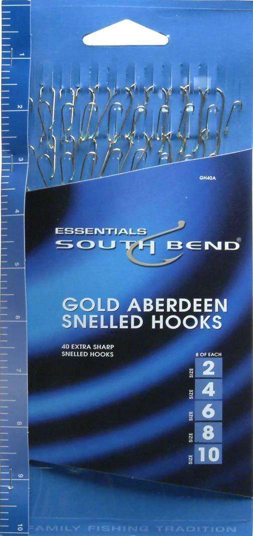 South Bend Gold Aberdeen Hooks 40 Pack - High Quality/Extra Sharp