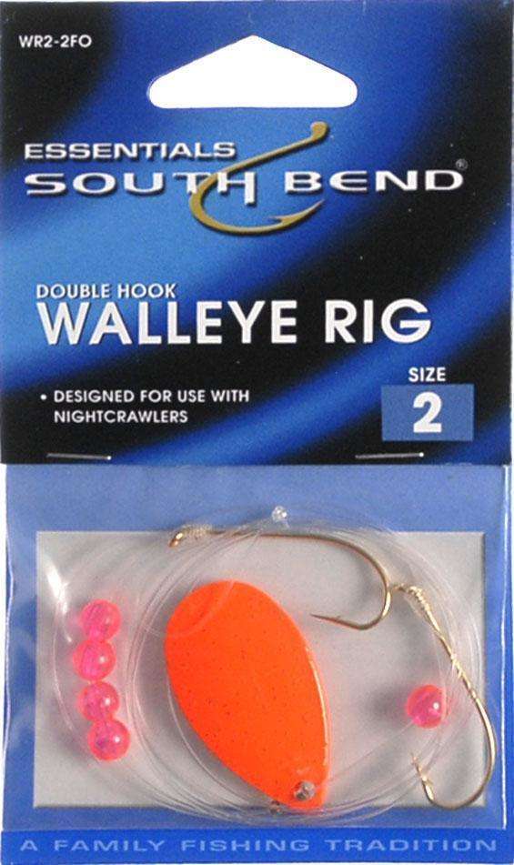 South Bend Fluorescent Orange Walleye Rig Single Hook 12 Pack Size
