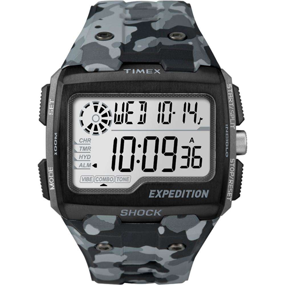 Timex Expedition Camouflage Gray Grid Shock Cat Watch Countdown Timer at OutdoorShopping