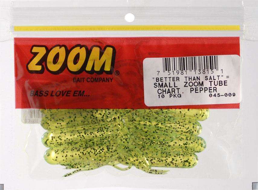 Zoom Chartreuse Pepper Small Zoom Tube Fishing Bait 10 Pack 4 - Lifelike  Body at OutdoorShopping