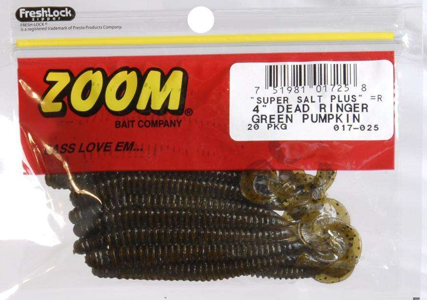 Zoom Green Pumpkin Dead Ringer Bait 20 Pack 4'' Use On Carolina/Splitshot/etc
