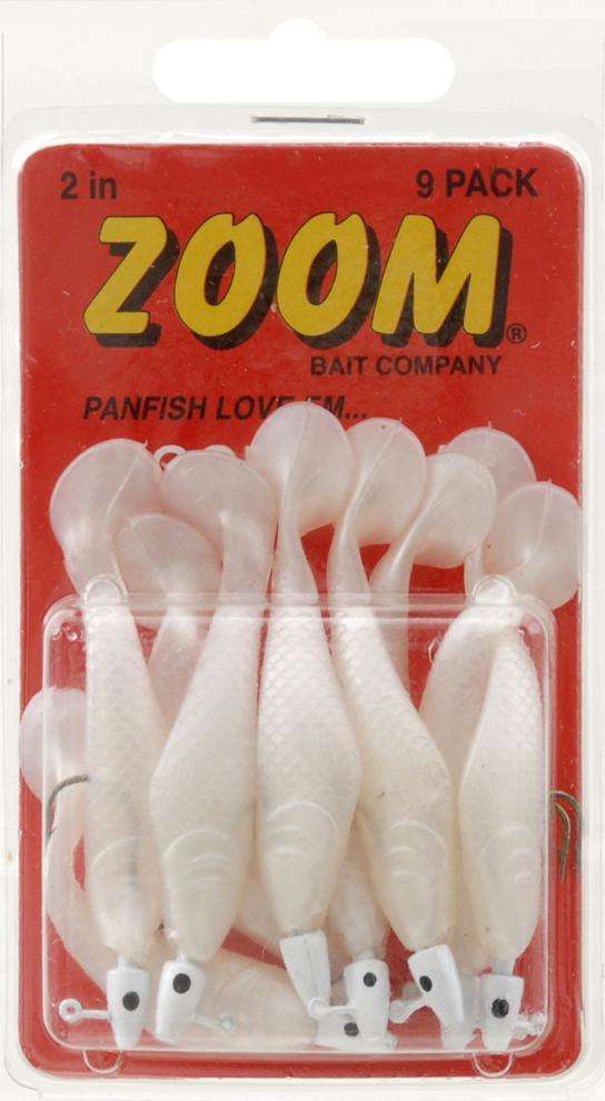 Zoom Pearl White Rigged Paddle Tail Grub Bait 1/16 Ounce 2