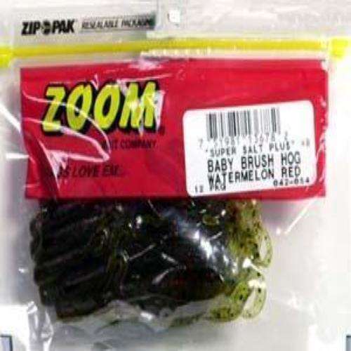 Zoom Watermelon Red Baby Brush Hog Bait 12 Pack Ideal For Bass Fishing, etc