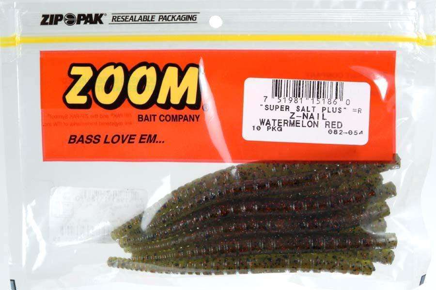 Zoom Watermelon Red Z Nail Fishing Bait 10 Pack 5 - Super Soft