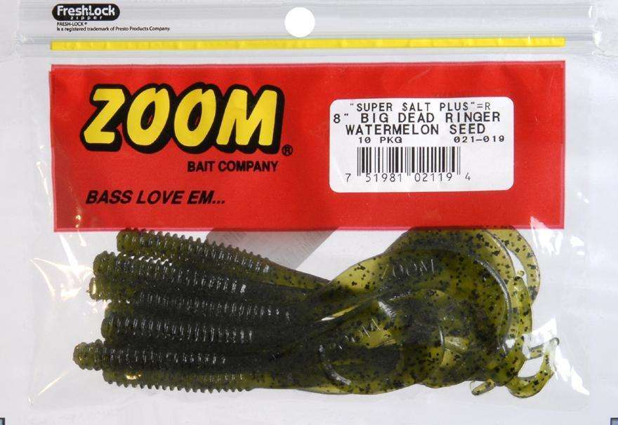 Zoom Watermelon Red Big Dead Ringer Bait 10 Pack 8'' - Baits