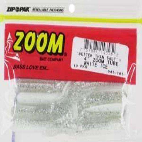 Zoom White Ice Zoom Tube Bait 10 Pack 4 - Lifelike Body/ Ideal